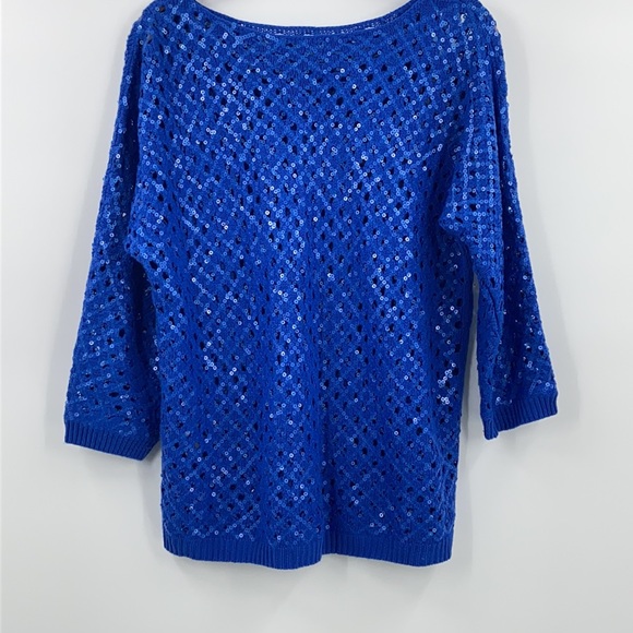 Blue crochet vibe knit sweater with sequins - Picture 8 of 10